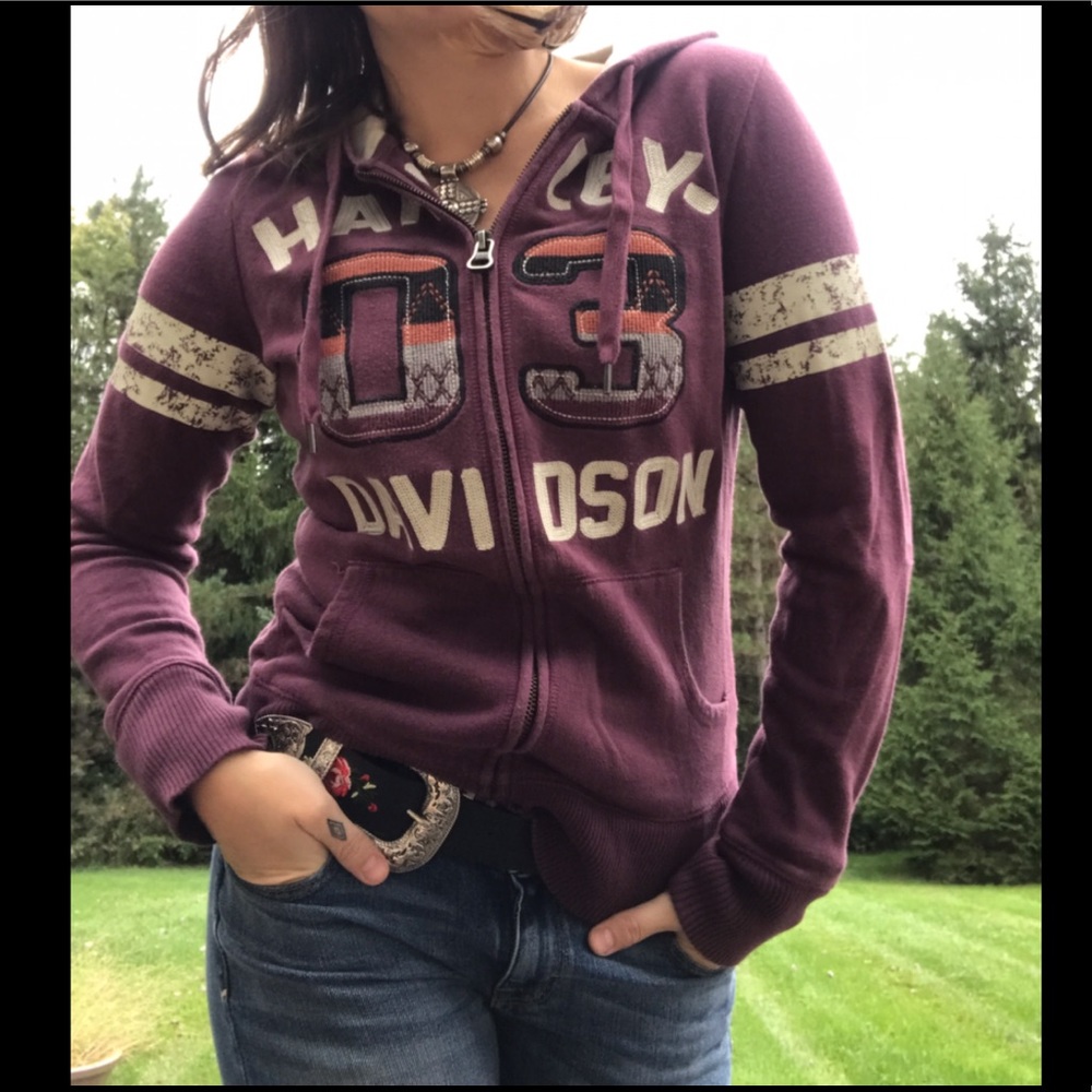 Vintage Style Harley Davidson 03 Hoodie Biker Babe - Picture 2 of 3